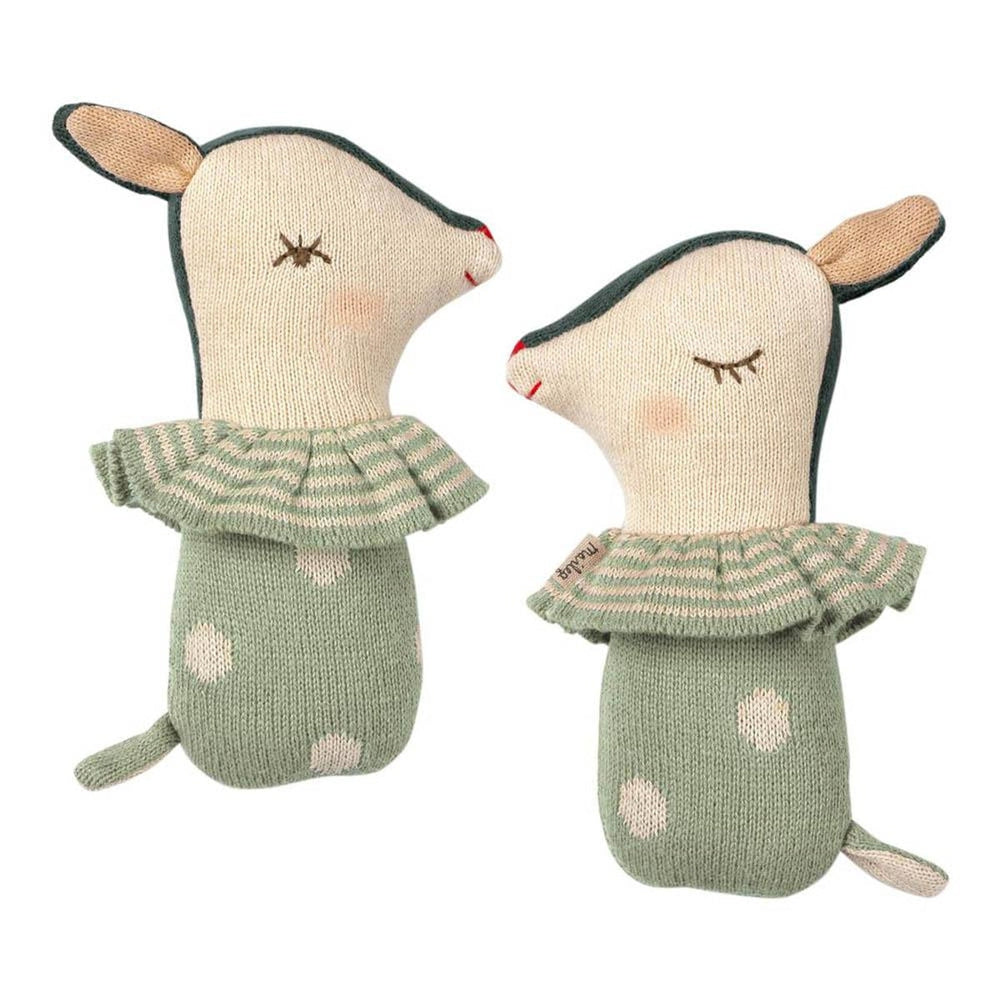 Maileg bambi rattle - dusty mint-puppets, stuffies & dolls-Maileg-Dilly Dally Kids