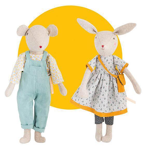 Moulin Roty Rose the mommy rabbit-puppets, stuffies & dolls-Fire the Imagination-Dilly Dally Kids
