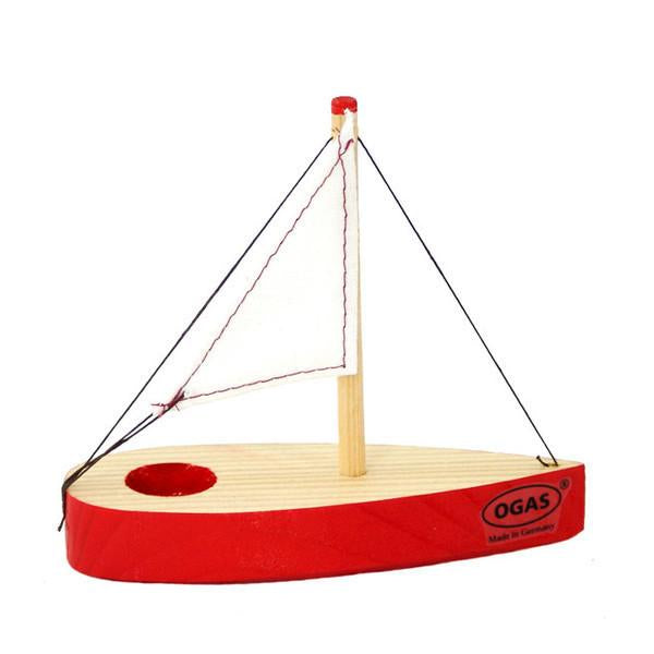 red mini wooden sailboat-cars, boats, planes & trains-Ogas-Dilly Dally Kids