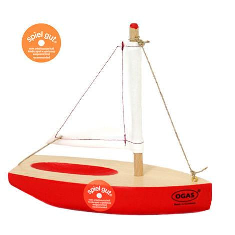 red wooden sailboat-cars, boats, planes & trains-Ogas-Dilly Dally Kids