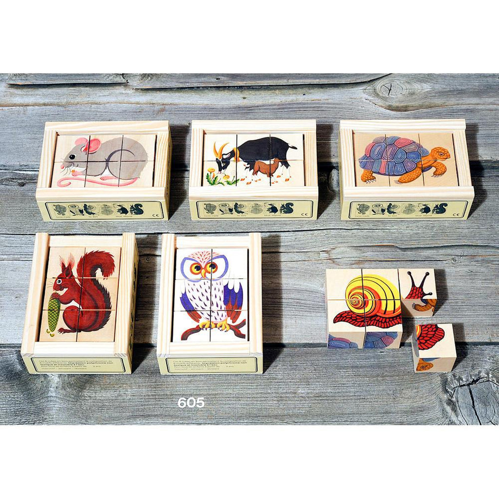 snail & animals cube puzzle-puzzles-Atelier Fischer Wooden Toys-Dilly Dally Kids
