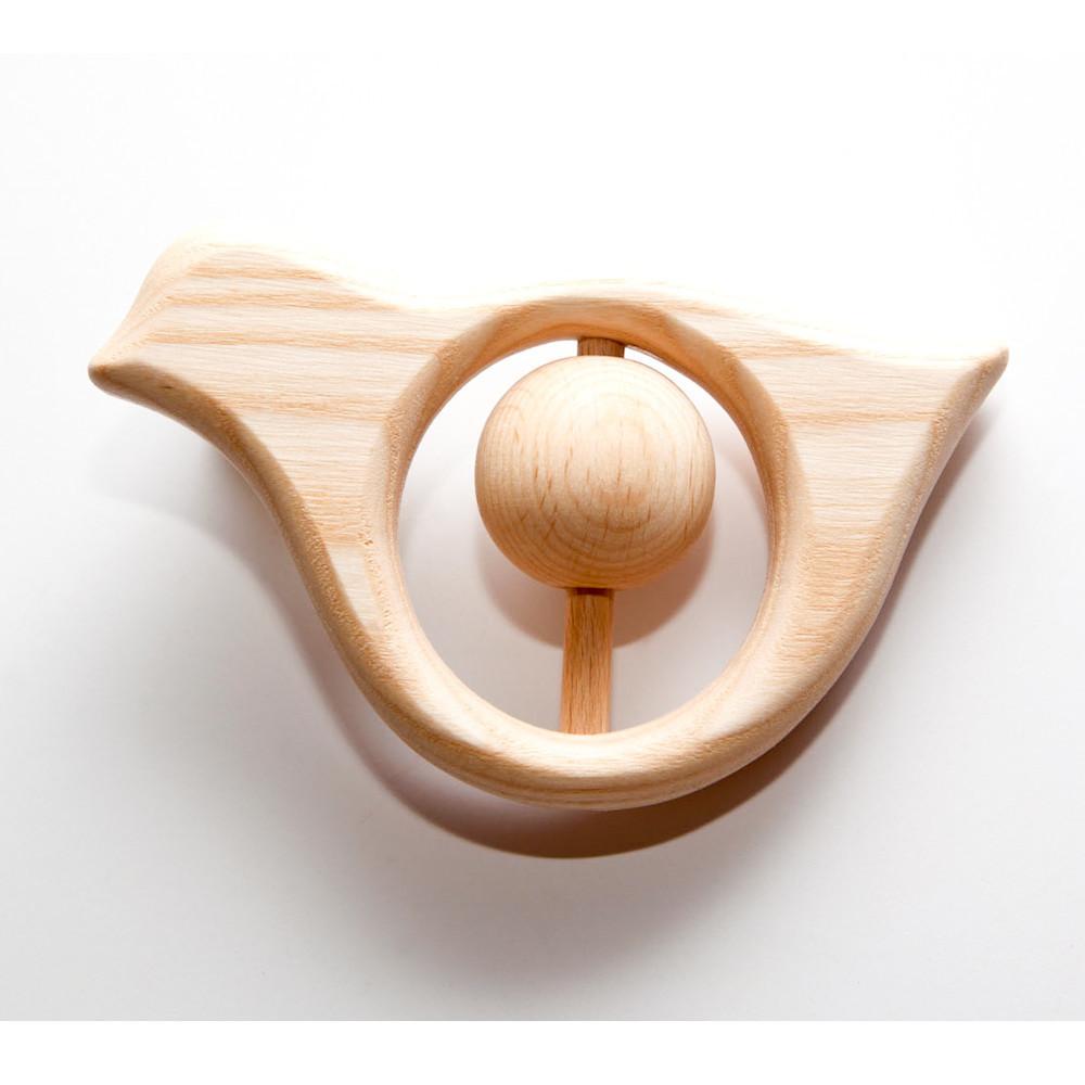 wooden bird rattle teether-teething and rattles-Wooden Frog-Dilly Dally Kids