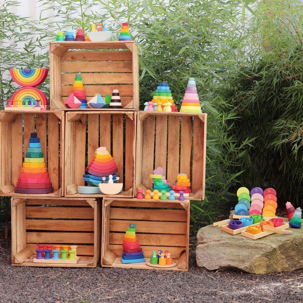 Grimm's large rainbow conical stacking tower – Dilly Dally Kids
